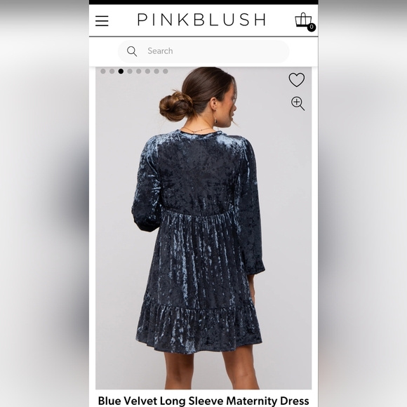 Pinkblush Blue Ruffled Tiered Long Sleeve Maternity Dress - Picture 3 of 7